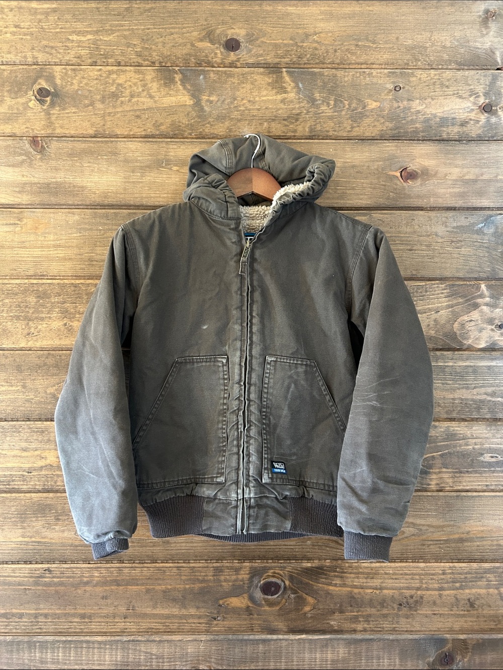 Walls Kids Brown Hooded Sherpa-Lined Field Jacket